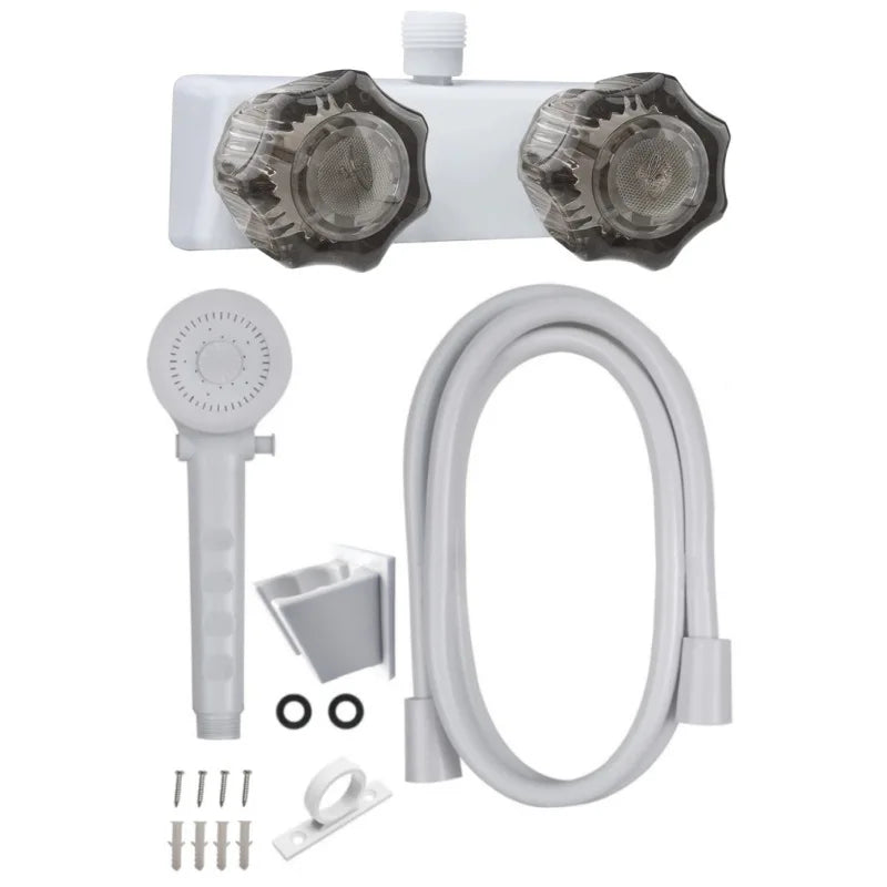 RV 4-Inch Basin Shower Double Faucet Hose Set – Universal Fit RV Shower Faucet Set Richie's white-1