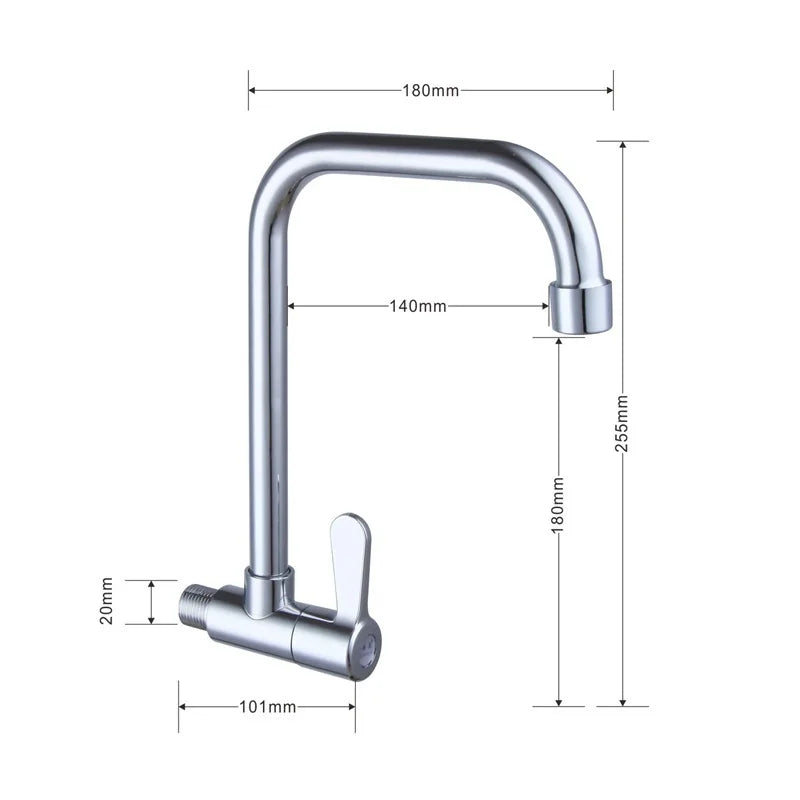 Wall Mount Single Cold Kitchen Faucet – Stainless Steel Sink Tap Kitchen Wall Faucet Richie's 201-1