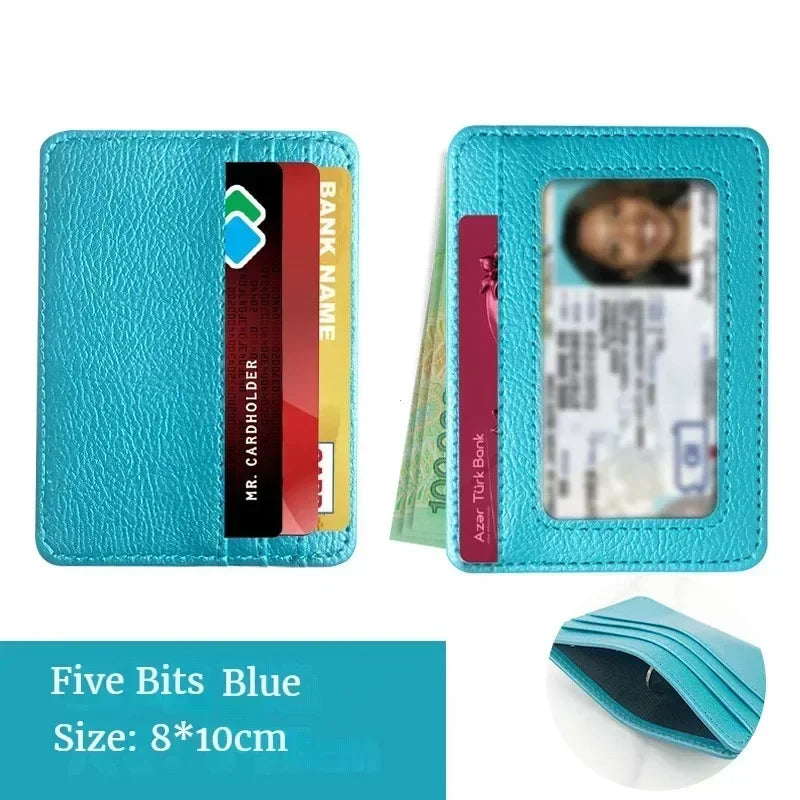 Ultra-Thin PU Leather Mini Wallet – 4-Slot Card Holder Slim Card Holder Wallet Richie's Light Blue