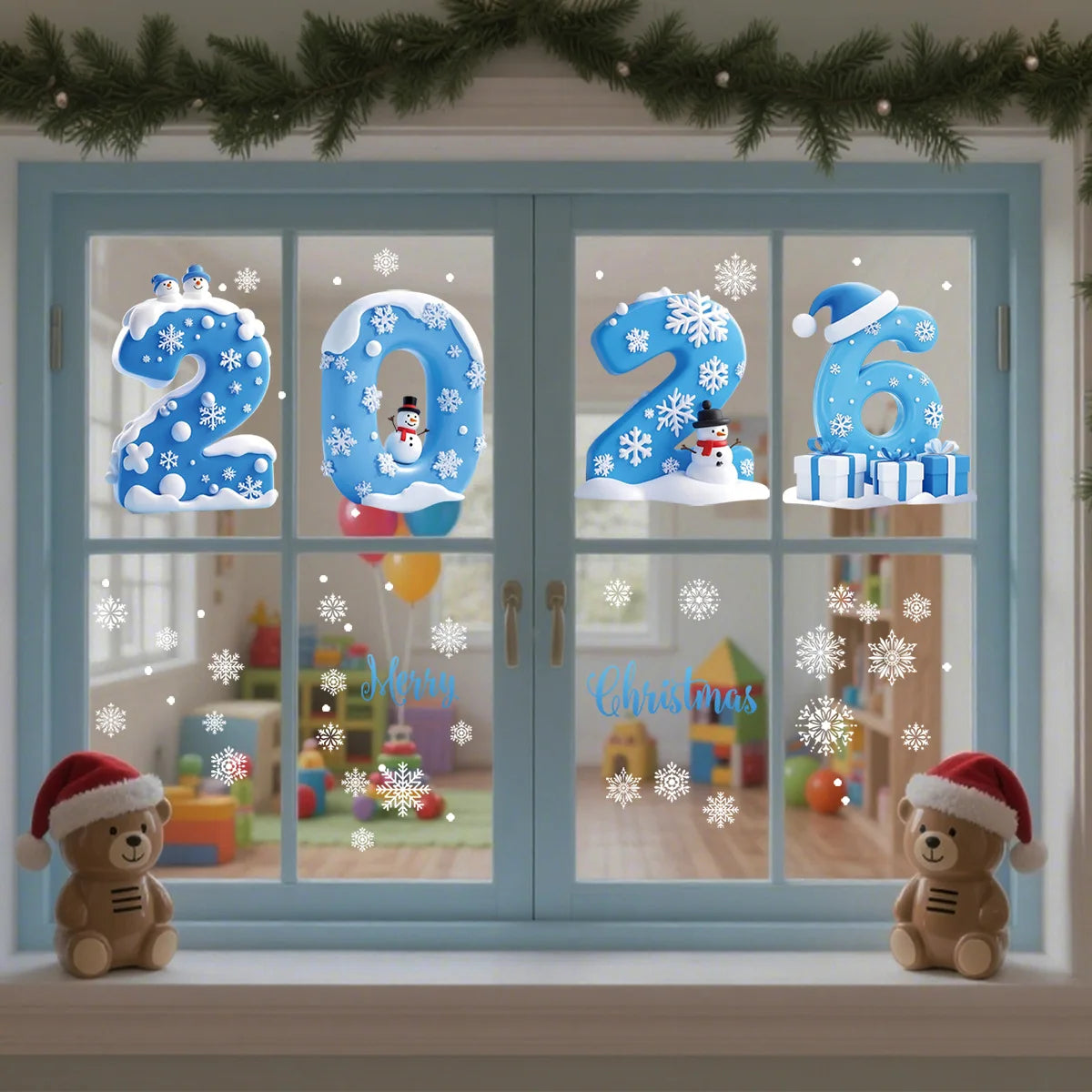 2026 New Year Christmas Snowflake Window Clings – Holiday Decor Holiday Window Clings Richie's