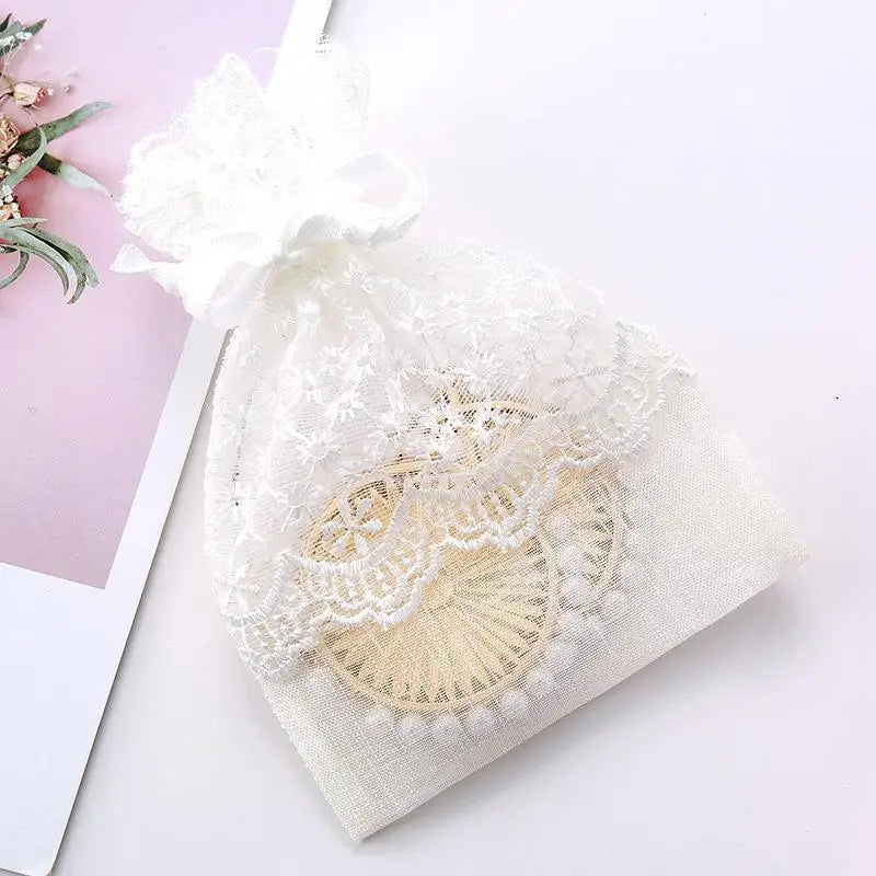 White Gauze Drawstring Gift Bags – Reusable Lace Sachet Pouches Drawstring Gift Bag Richie's A