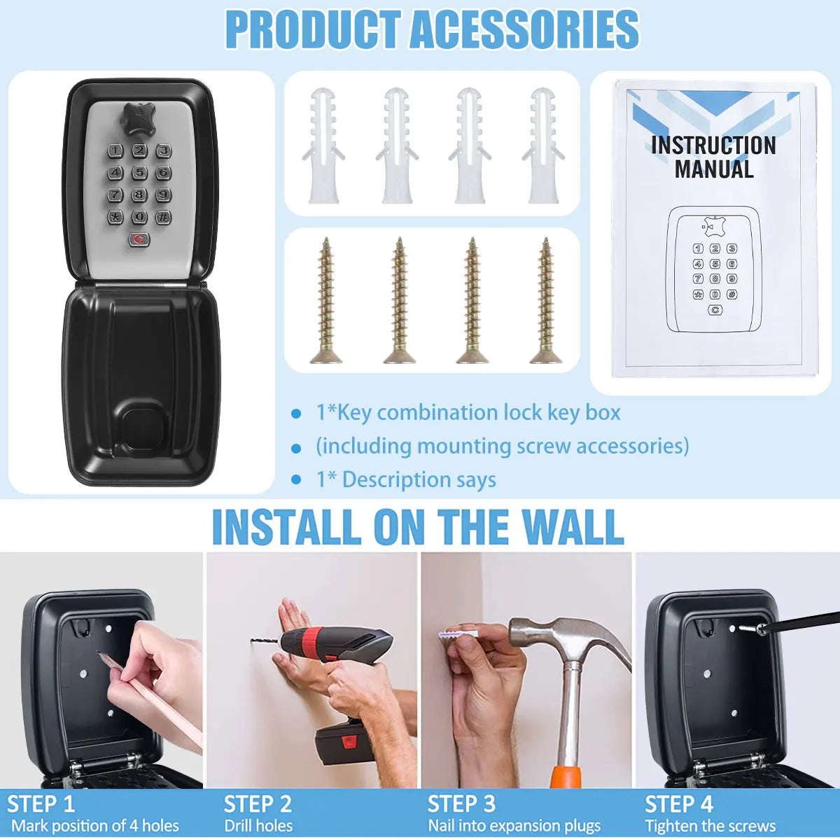 Wall-Mount Combination Key Storage Box – Weatherproof Safe Key Lock Box Richie's