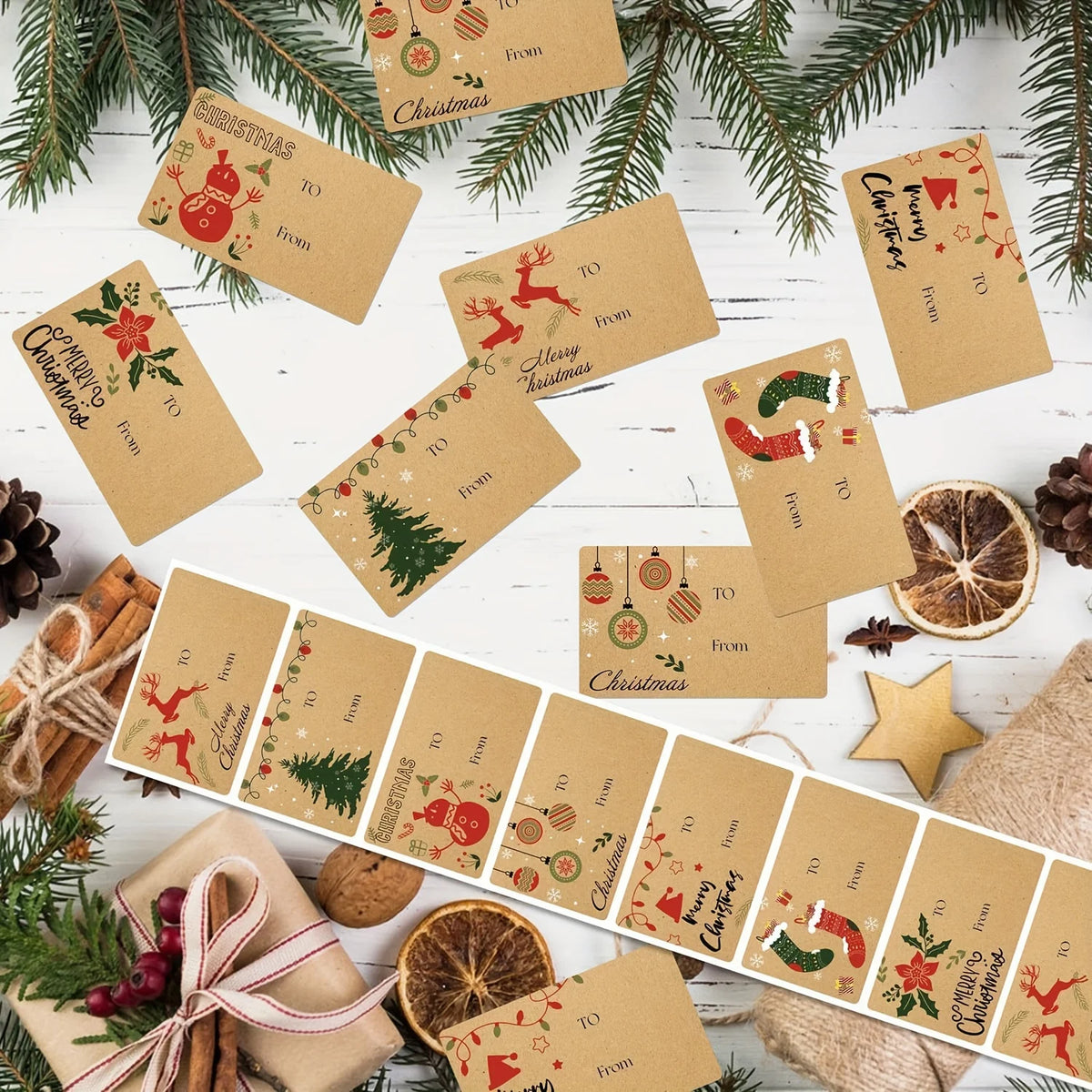 210pcs Christmas Gift Tag Stickers Self-Adhesive Name Labels Gift Tag Stickers Richie's