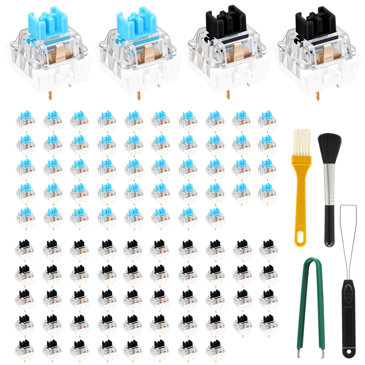 150/50Pcs 3-Pin RGB Mechanical Keyboard Switches + Puller Tools Keyboard Switch Set Richie's 100pcs with Tool
