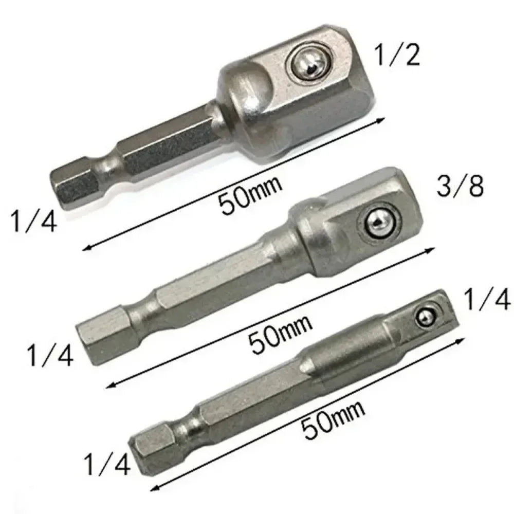 Chrome Vanadium Socket Adapter Set – Hex Shank 1/4" 3/8" 1/2" Socket Adapter Set Richie's