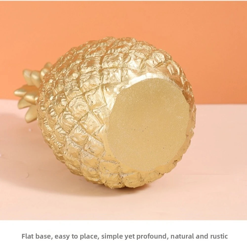 Gold Resin Pineapple Figurine – Large 9" Decorative Sculpture Decorative Figurine Richie's