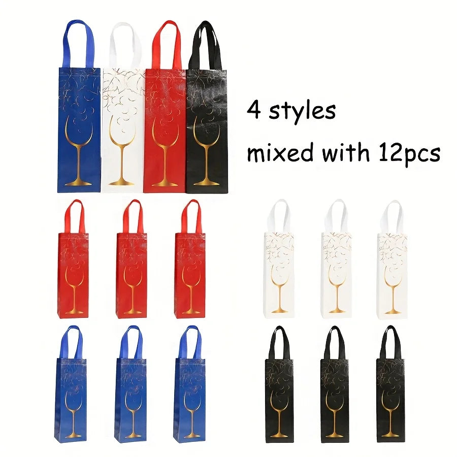 12-Pack Non-Woven Wine Gift Bags – Festive Cup Design Wine Gift Bags Richie's