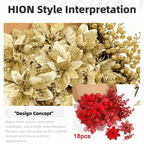 3-Layer Glitter Artificial Christmas Flower Bouquet Set Christmas Flower Bouquet Richie's