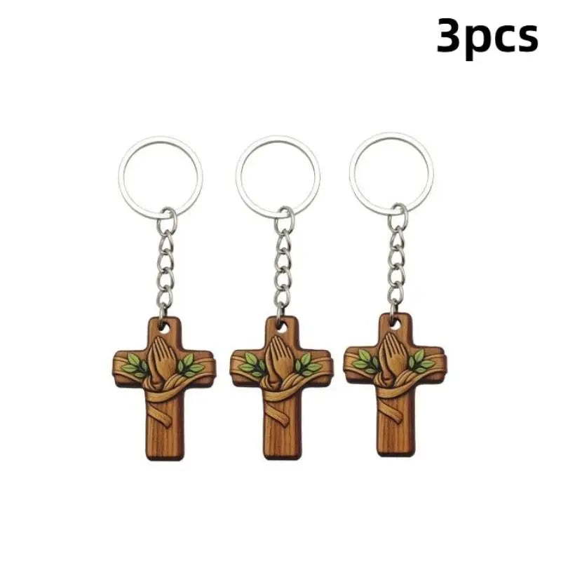 Wood Cross Keychain Dove Print – Baptism & Wedding Gift Set Religious Gift Keychain Richie's A3