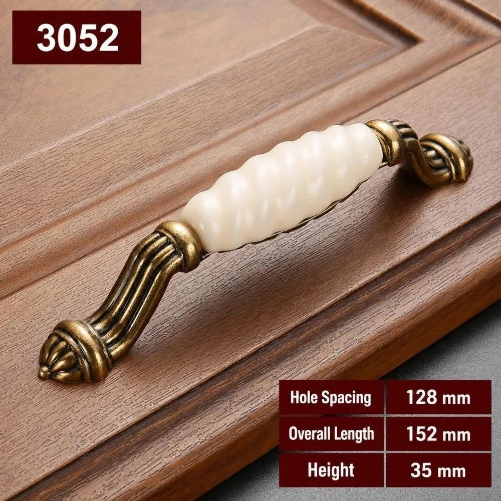 Zinc Alloy Ceramic Cabinet Pulls Antique Gold Drawer Handles Cabinet Pulls Richie's 3052-128mm