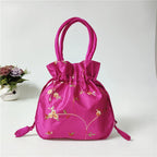 Women Embroidery Flower Cosmetic Bag – Ethnic Mini Purse & Pouch Cosmetic Pouch Richie's rose red 2