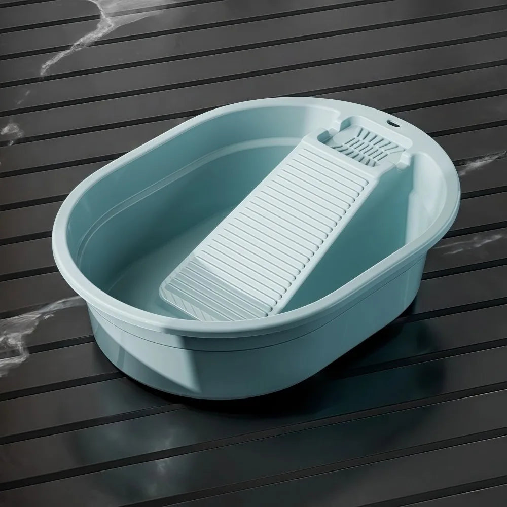2-in-1 Washboard Basin Large Plastic Laundry Tub Hand Washing Laundry Washboard Tub Richie's A