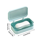 Portable Double Layer Travel Soap Box with Drainage & Lid Travel Soap Dish Richie's Blue