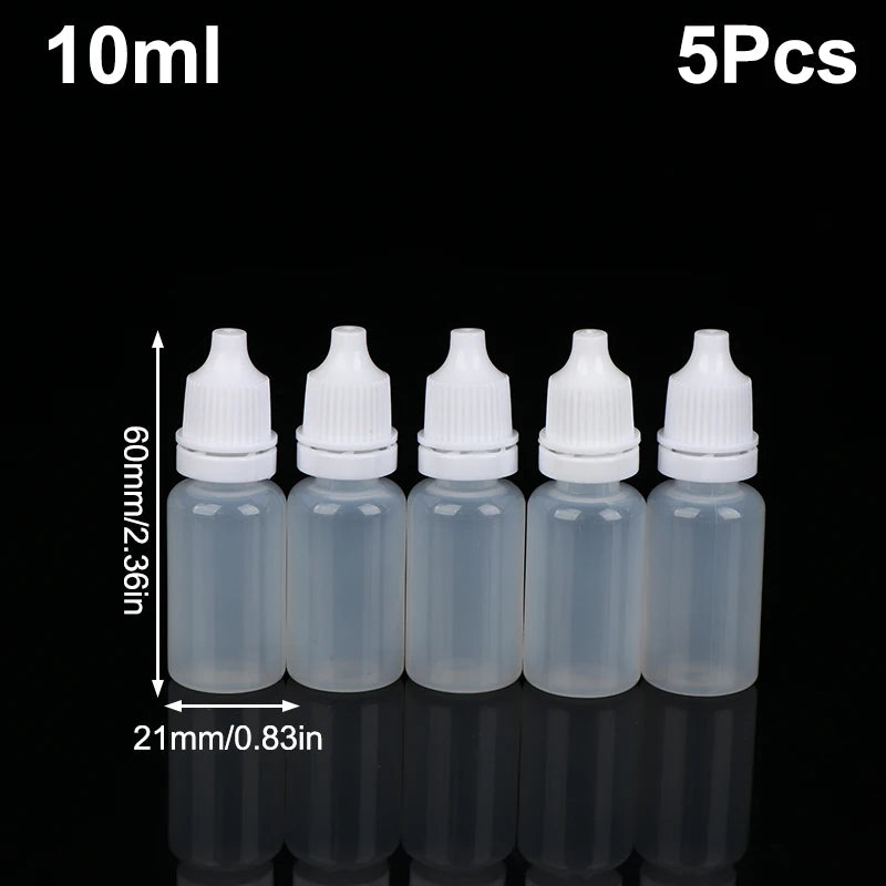 5-Pack Refillable Squeeze Dropper Bottles 3–100ml | Oil, Paint & Ink Squeeze Dropper Bottles Richie's 10ml