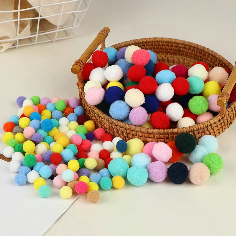 100 Pcs Fluffy Pom Poms 10–30mm | Kids DIY Craft Supplies DIY Craft Supplies Richie's