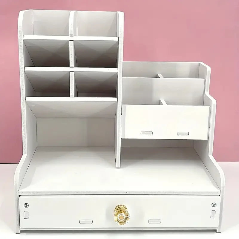 White Desk Organizer with Drawer | Multi-Compartment Storage Box Desk Organizer Richie's