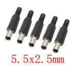 DC Power Male Plug Solder Connector 3.5–6.5mm | 5 or 10 Pack DC Power Connector Richie's 5.5x2.5mm 10Pcs