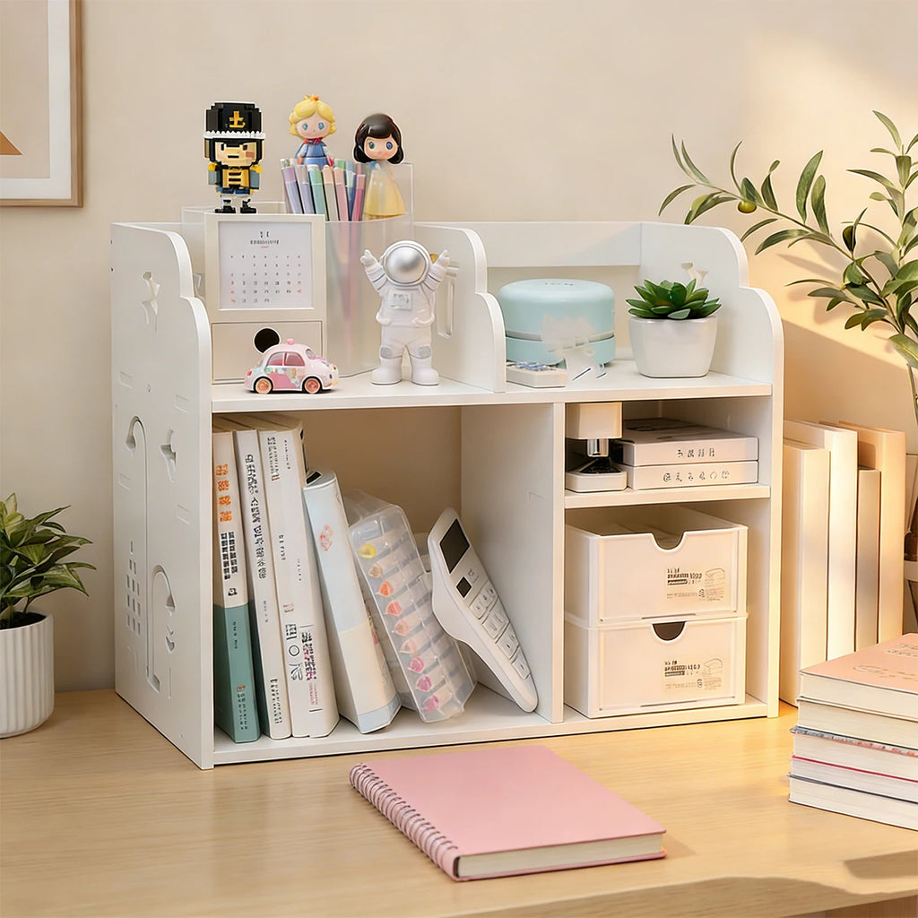White Desk Organizer Shelf with Drawers | Desktop Storage Rack Desk Organizer Shelf Richie's Default Title
