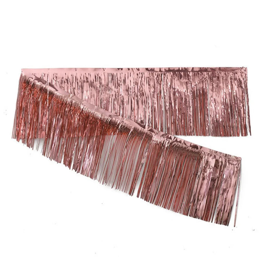 Metallic Foil Tassel Fringe Garland Curtain 30×200cm Party Party Fringe Curtain Richie's Pink