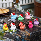 10pcs Miniature Christmas Duck Figurines with Santa Hats Christmas Figurines Richie's
