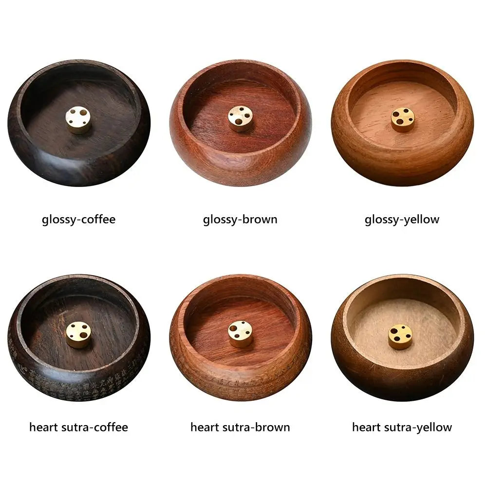 Wooden Incense Holder Bowl Heart Sutra Carved Mini Censer Incense Holder Richie's