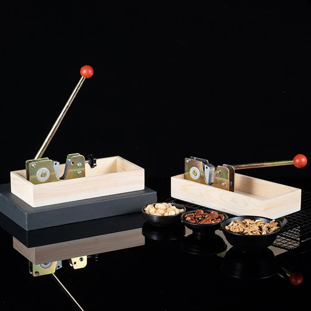 Stainless Steel Nut Cracker & Macadamia Opener with Wood Box Manual Nut Cracker Richie's