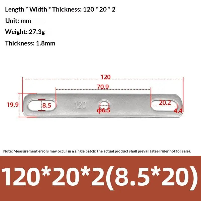 304 Stainless Steel Double Hole Flat Gasket Straight Plate Metal Flat Gasket Richie's 120x20x2cm B