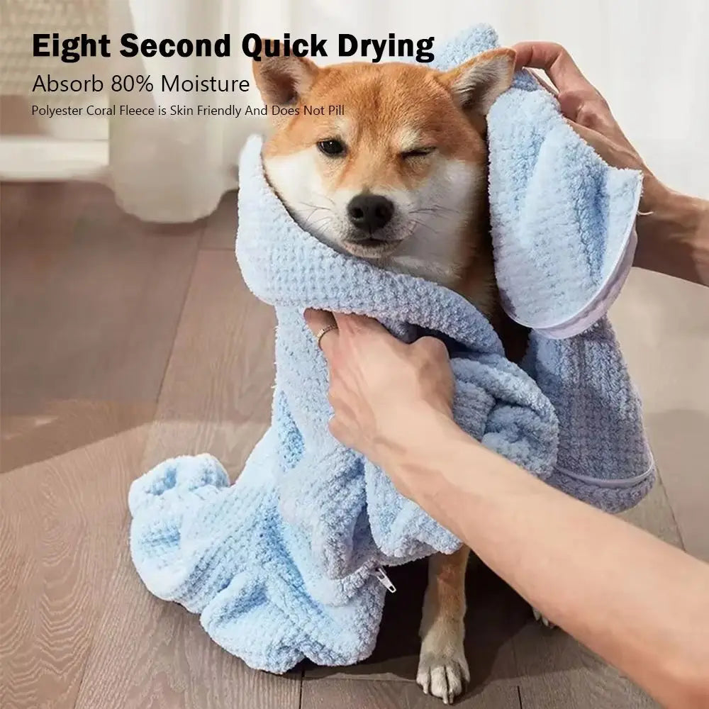 Quick-Drying Dog Bathrobe – Soft Absorbent Pet Bath Towel Pet Bath Robe Richie's