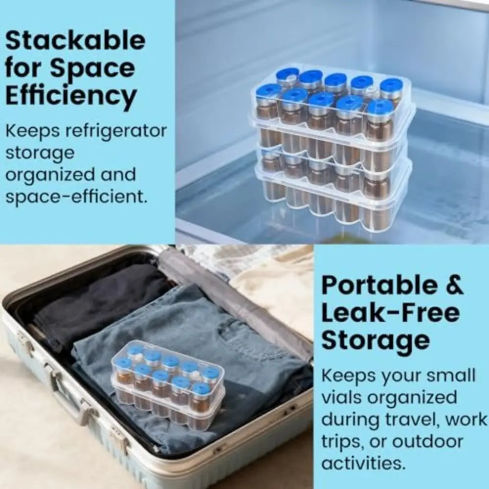 10-Slot Vial Storage Case Clear Stackable Freezer Tube Box Vial Storage Box Richie's