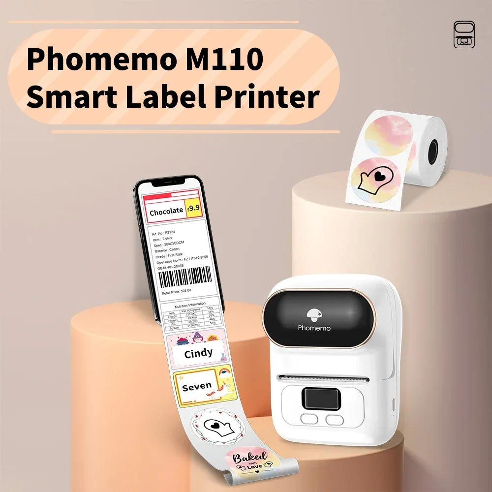 Phomemo M110 Bluetooth Thermal Label Maker | Portable Mini Printer Thermal Label Printer Richie's