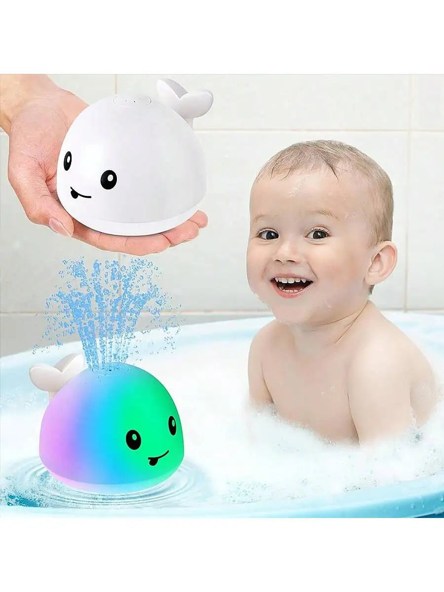 Light Up Whale Baby Bath Toy Sprinkler for Toddlers 0–3 Baby Bath Toy Richie's 6616 -white