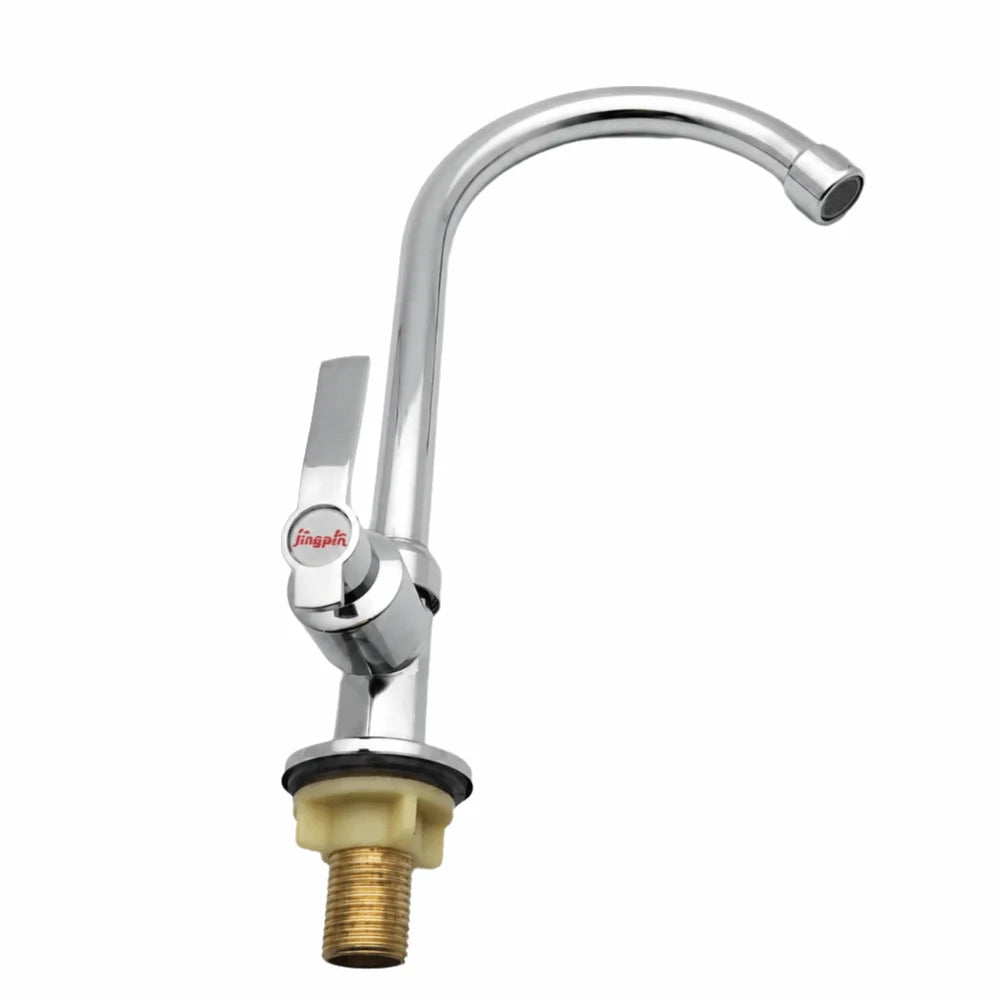 Zinc Alloy Single Cold Water Faucet | 360° Swivel Sink Tap Kitchen Sink Faucet Richie's WHITE
