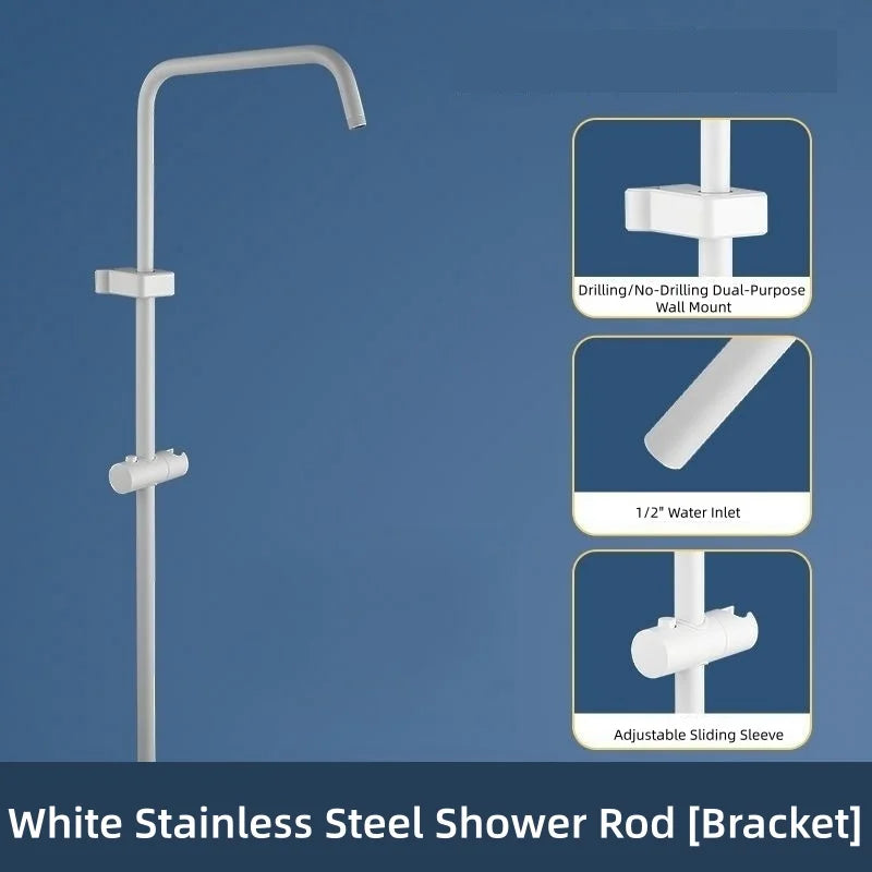 Stainless Steel Shower Adapter Tube Set & Head Holder Shower Extension Set Richie's white