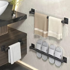 Black No-Drill Wall-Mounted Towel Rack | Space-Saving Bar Wall Towel Rack Richie's Black 2pcs