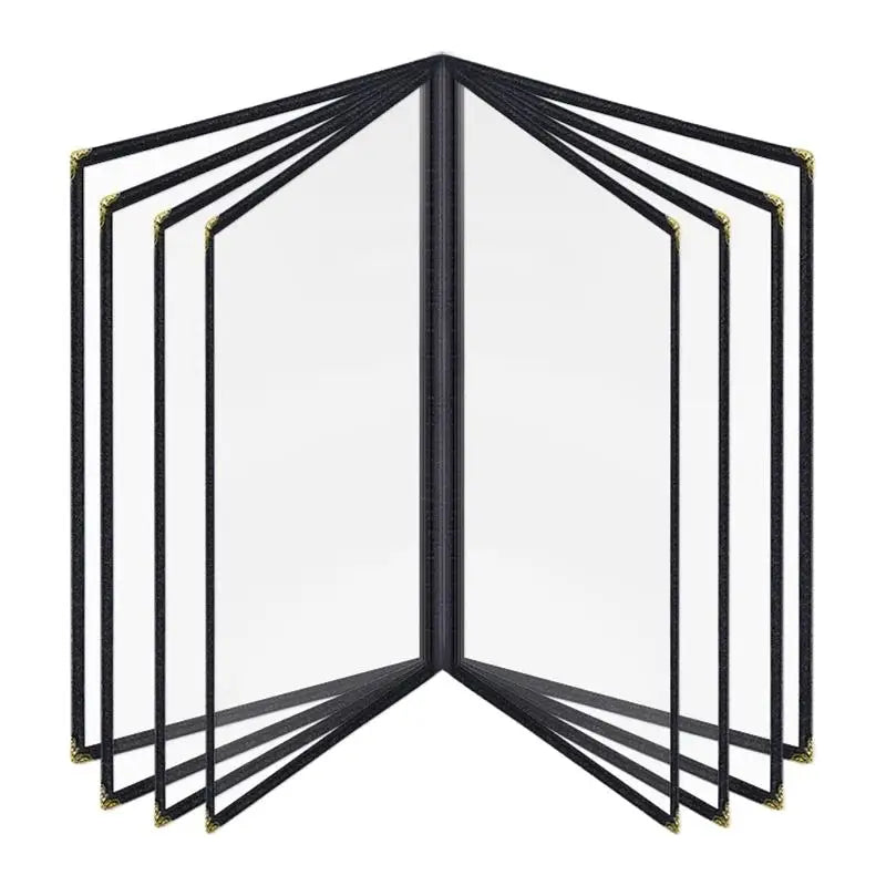Foldable A4 PVC Menu Cover – Waterproof Double Panel Holder Menu Cover Holder Richie's Black 8 Pages