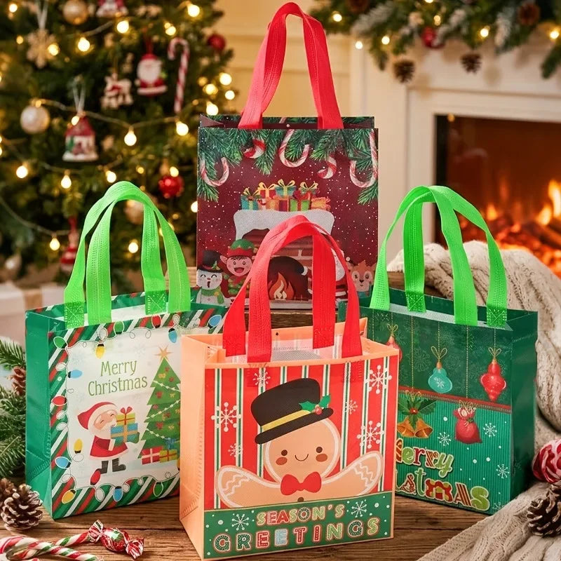 Christmas Non-Woven Tote Bags Set of 4 – Santa & Snowman Christmas Gift Bags Richie's