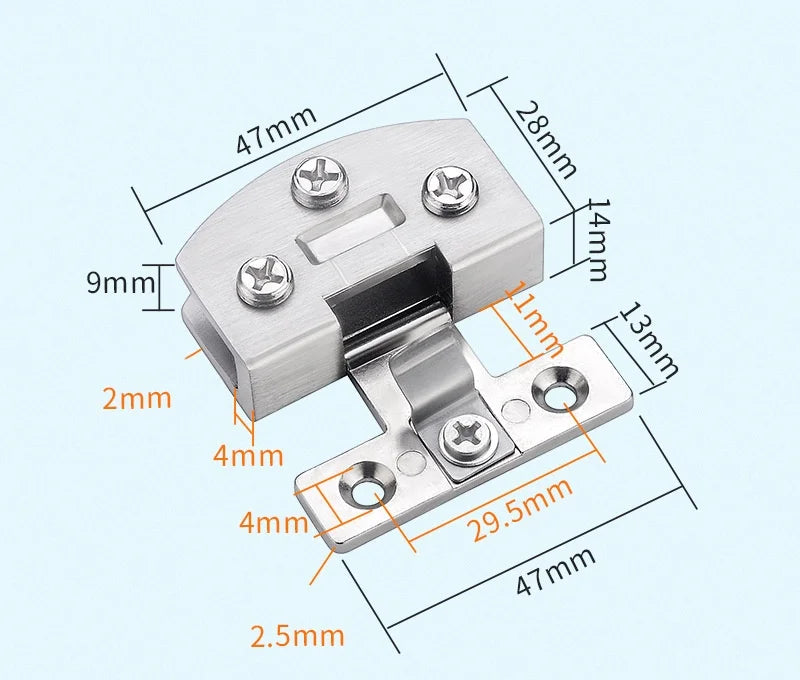Punch-Free Cabinet Glass Hinge Clamp – Zinc Alloy Door Hinge Cabinet Glass Hinge Richie's Small silver