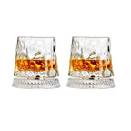 360° Rotating Whiskey Glass Spinning Crystal Tumbler Set of 2 Whiskey Glass Set Richie's D