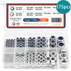 175Pcs Stainless Steel Lock & Hex Nut Kit M3 M4 M5 M6 M8 M10 Nut Fastener Kit Richie's
