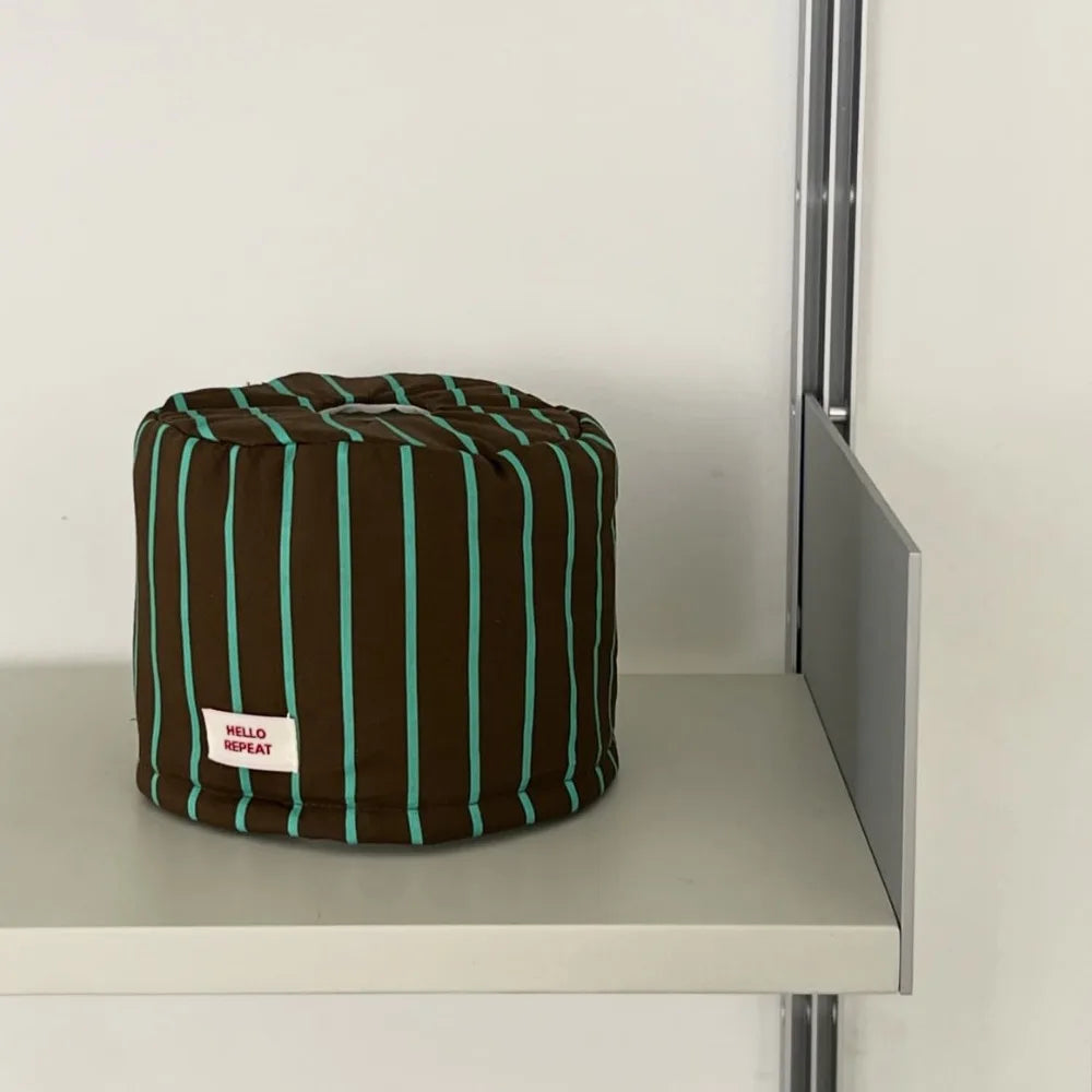 Vintage Stripe Cloth Tissue Box Cover – Desktop Organizer Tissue Box Cover Richie's green-S