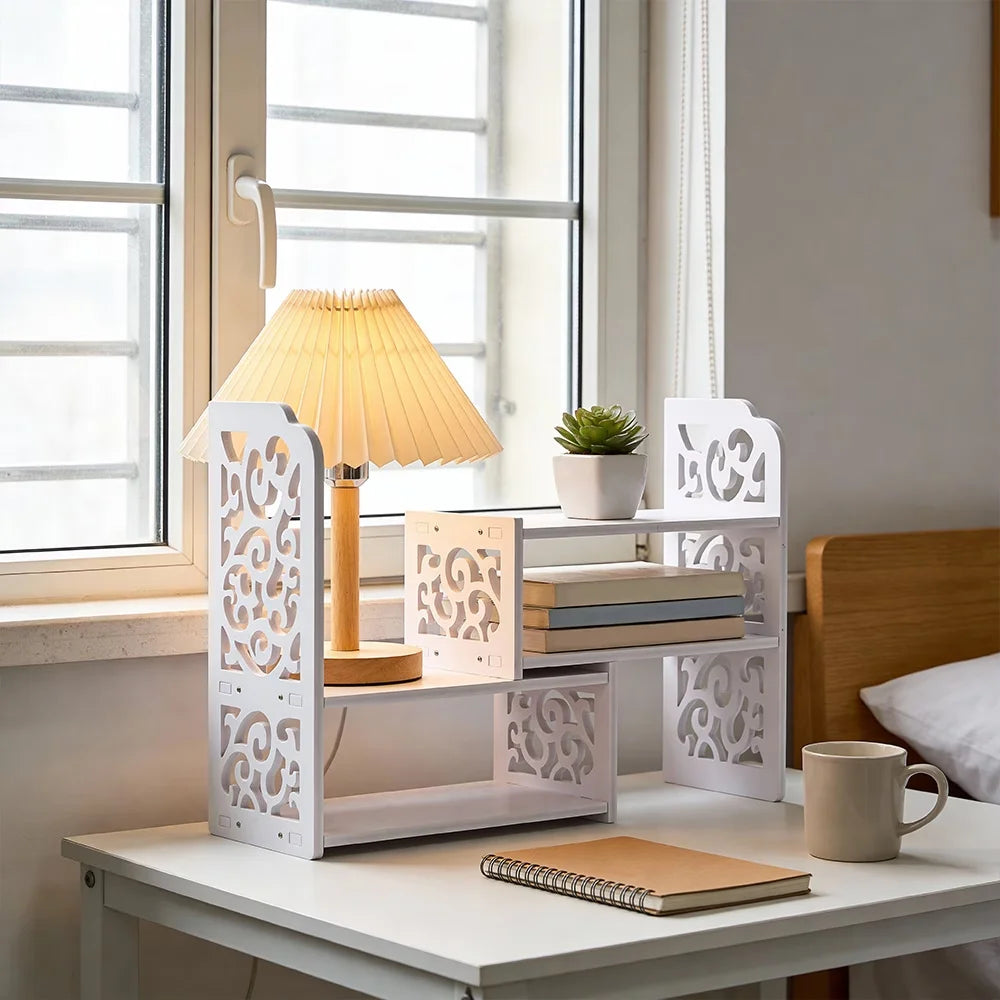 Scalable White Desktop Stationery Organizer & Bookshelf Desktop Organizer Richie's