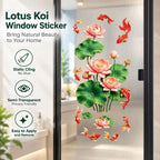 Lotus & Koi Fish Glass Window Sticker – No-Glue PVC Decal Window Decal Sticker Richie's