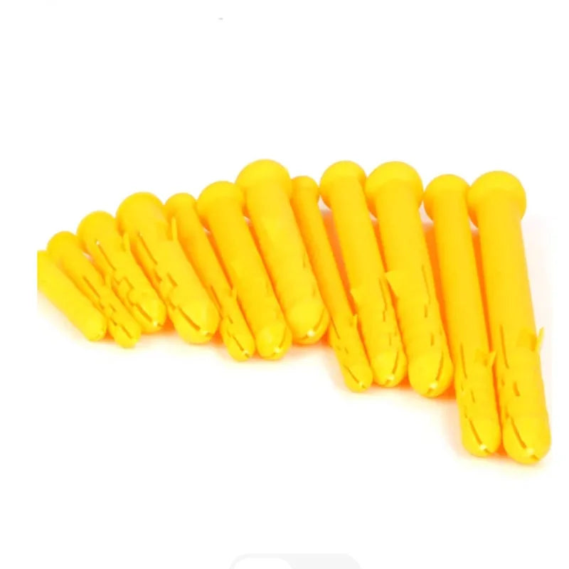 500/1000pcs 6x30mm Ribbed Plastic Wall Anchors Yellow Wall Plugs Wall Anchors Richie's