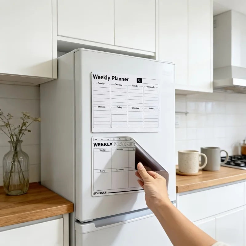 Reusable Magnetic Weekly Planner Whiteboard for Fridge – 2 Pack Magnetic Whiteboard Planner Richie's