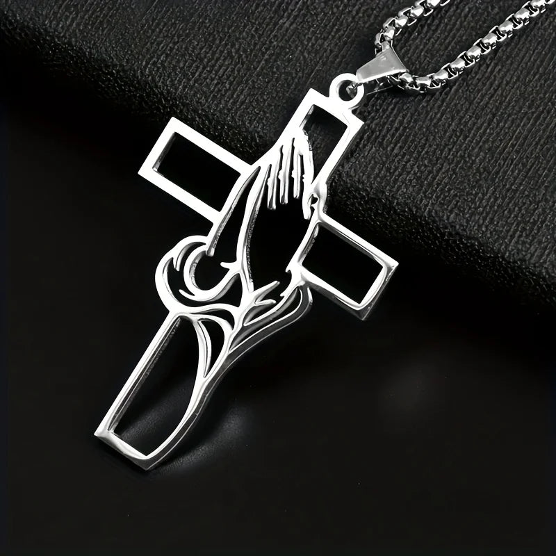 Hollow Prayer Hands Cross Pendant – Car Rearview Mirror Decor Car Interior Pendant Richie's