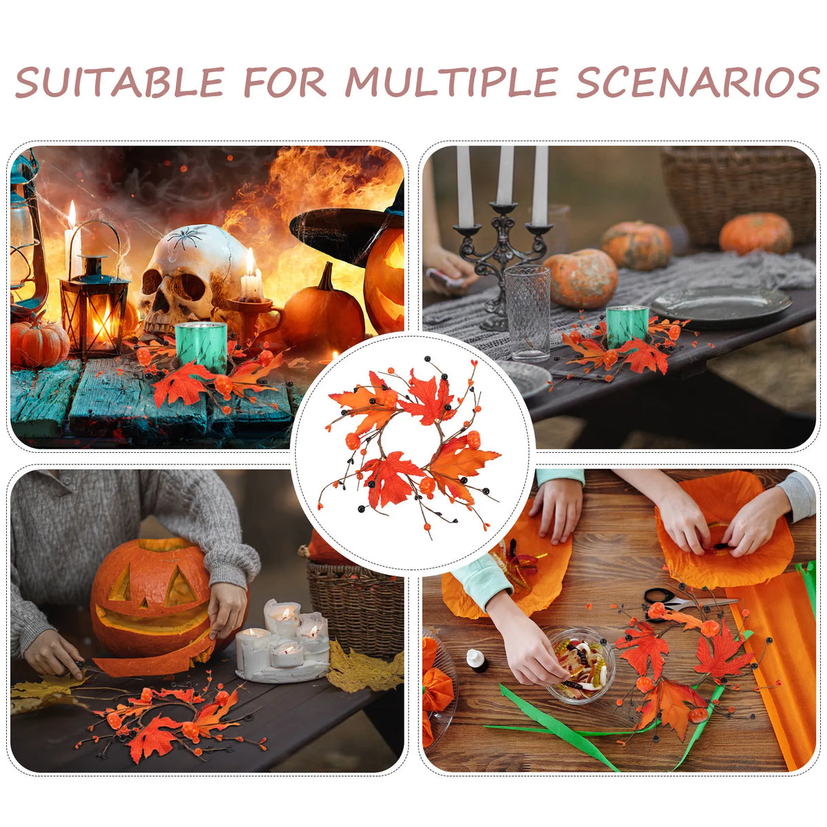Artificial Maple Leaf Berry Ring Fall Wreath Centerpiece Fall Wreath Decor Richie's