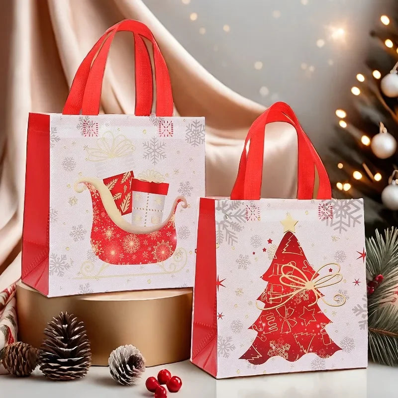 Red Christmas Gift Bags – Trees & Snowflakes Set of 4 Christmas Gift Bags Richie's
