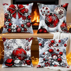 4 Pcs Christmas Pillow Covers Zippered Festive Polyester Set Decorative Pillow Covers Richie's