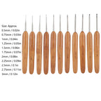 11pc Bamboo Crochet Hook Set Mixed Sizes 0.5–3mm | Ergonomic Crochet Hook Set Richie's