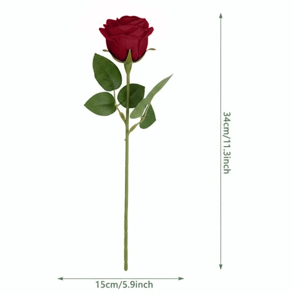Silk Rose Artificial Bouquet – Faux Flowers for Wedding & Home Decor Artificial Flower Bouquet Richie's Dark Red